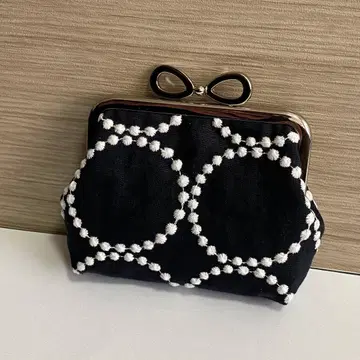 미나 페르호넨 가마구치 파우치 핸드메이드 탬버린 네이비 리본