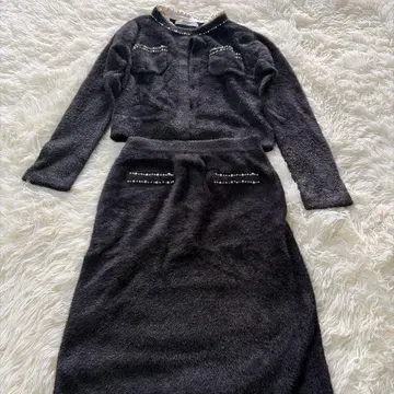 Corinthia Shaggy Knit Set Black