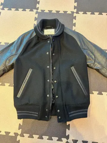 ACANTHUS 바시티 자켓 M 블랙 소매 가죽