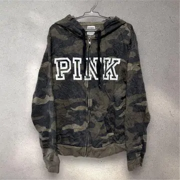 빅토리아시크릿 올 패턴 PINK 카모 패턴 집업 후드티 S