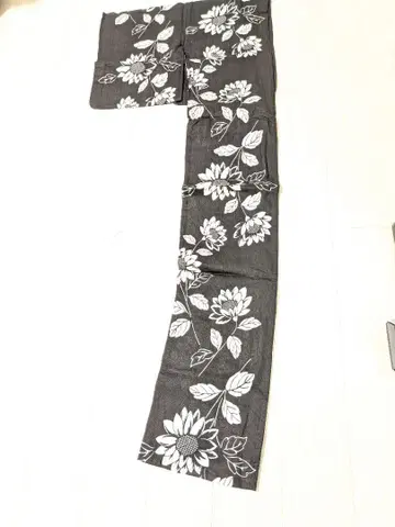 해바라기 무늬 유카타 단품 블랙