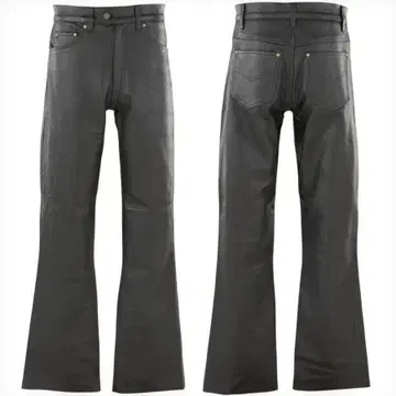 블랙 가죽 부츠컷 데님 W36