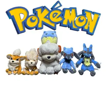 포켓몬 fit 봉제 인형 묶음 판매 꼬부기, 윈디, 럭키, 루카리오