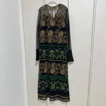 [ 새상품급 ] 아메리빈티지 자수 시스루 원피스 S 그린