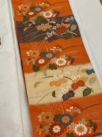 새상품급 니시진 비단 후쿠로 오비 순수 실크 육통