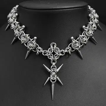 chainmail spike necklace grunge goth y2k
