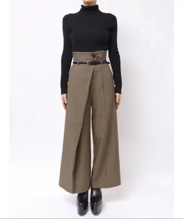 MURUA 벨트 하이웨스트 와이드 팬츠