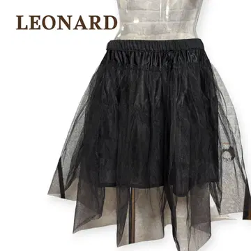 *LEONARD *블랙 튤 플레어 스커트