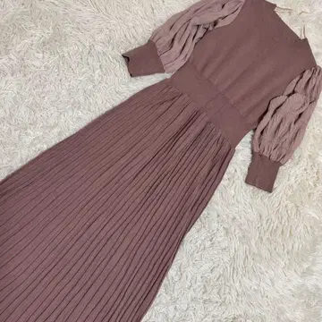 MERCURY DUO 니트 원피스 더스티 핑크 F 플리츠 귀여움