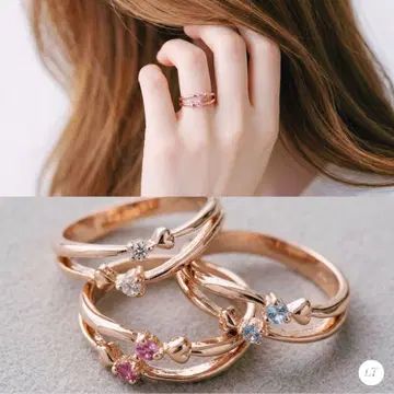 [ 주문 접수 ] 더블 하트 SILVER925 핑키링 [ 고품질 크리스탈