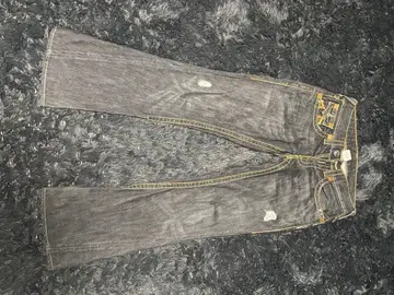 트루릴리젼 조이 빅 T 플레어 데님 W28 Y2K