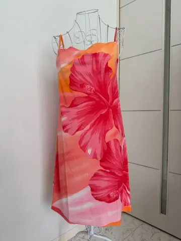 [ 새상품급 ] 알바 로사 하이비스커스 프린트 슬립 드레스 핑크 오렌지