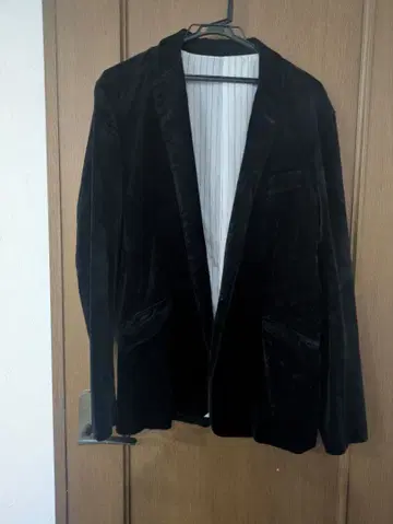 Men's Bigi 블랙 벨벳 테일러드 자켓 벨로아