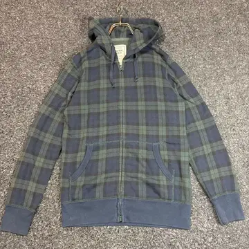 레어 유니클로 체크 무늬 플리스 후드티 M 사이즈 브리티시 컬러 배색