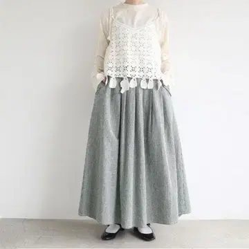 아틀리에 드 사봉 암운젠 깅엄 플레어 스커트