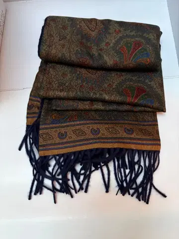 WAKO 페이즐리 무늬 머플러 네이비