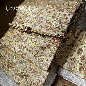 교육용 실 포함 앤티크 나고야 오비 고미 금관조 문양 마루 오비 수선