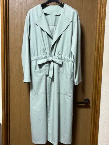 허시파피 백 개더 코트 민트 그린