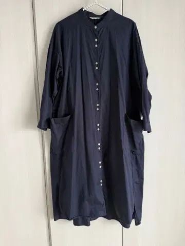 스튜디오 클립 스탠드 카라 셔츠 원피스 포켓 네이비