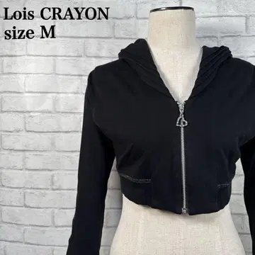 롱 레그 효과 Lois CRAYON 크롭 후드티 블랙 M Y2K 한국