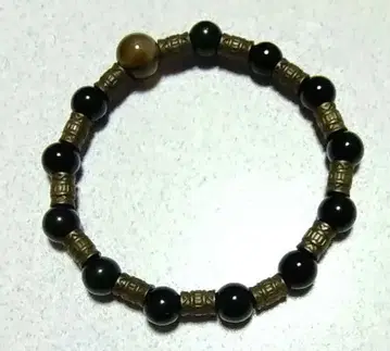 스모키 쿼츠와 오닉스 비즈 팔찌 17cm