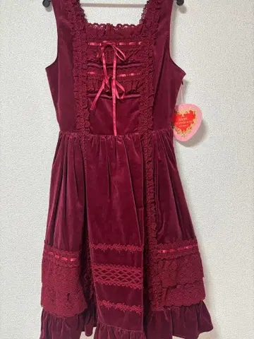 BABY 벨벳 레이스 프릴 JSK & 보닛 크림슨