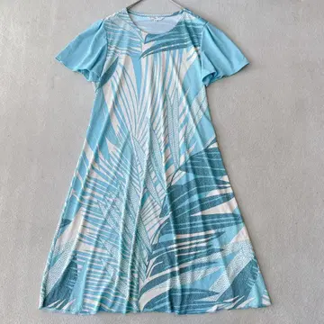 LEONARD 롱 원피스 올 패턴 블루 워셔블 빅 사이즈 44