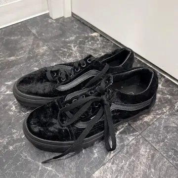 새상품급 VANS 반스 벨벳 블랙 스니커즈 레이스업 벨로아 소재