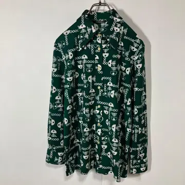 빈티지 아트 레트로 스퀘어컷 폴리 니트 긴팔 셔츠 구제 의류