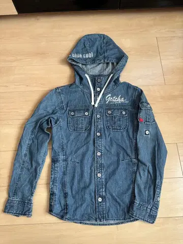 GOTCHA 갓차 데님 셔츠 후드 부착 긴팔 'blue cool'
