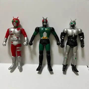 쇼와 레트로 가면라이더 소프트 비닐 반다이 3체 세트