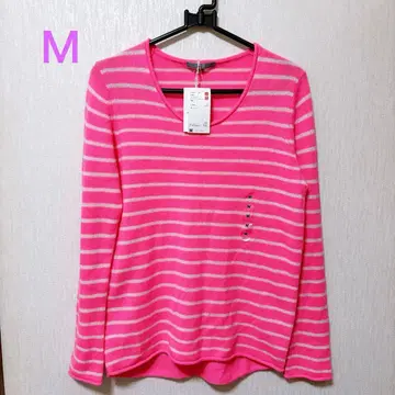 유니클로 UNIQLO 라이트 캐시미어 보더 라운드 스웨터 M 새상품