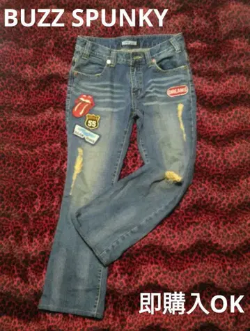 BUZZ SPUNKY 데님 팬츠 플레어 데미지 가공 Y2K 00s