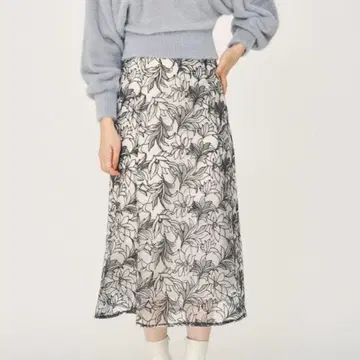 MERCURYDUO 멜론 튤 자수 스커트