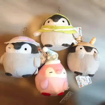 택 포함 코우펜짱 봉제 인형 마스코트 4종 세트