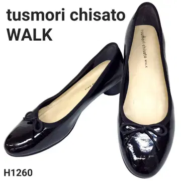 츠모리치사토 워크 힐 발레 펌프스 청키힐 라운드토 24