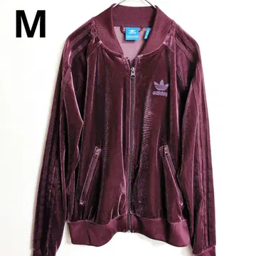 adidas 벨벳 벨로아 트랙 자켓 저지 버건디