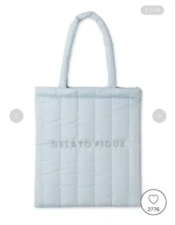 GELATO PIQUE 라이트 블루 퀼팅 토트백