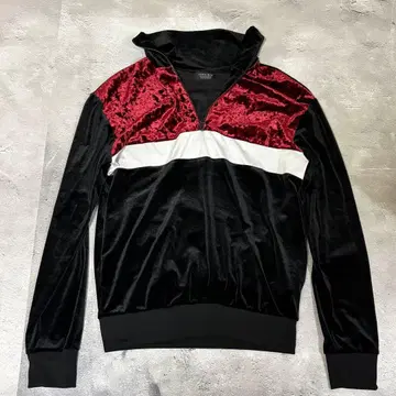 ZARA 00s y2k 벨루어 하프집 다크웨어 M