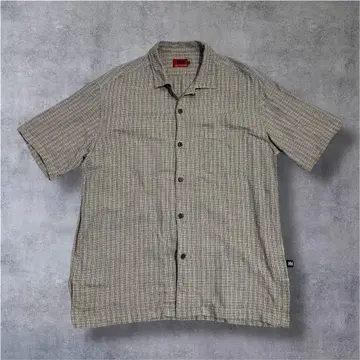 헬리한센 반팔 체크 셔츠 블루 남성용 M 로고 자수