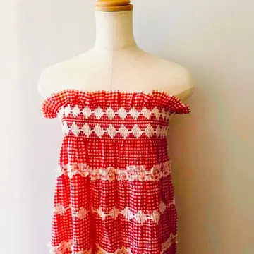 VINTAGE 롱 원피스 드레스 깅엄 체크