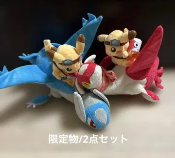 포켓몬 봉제 인형 라티오스 라티아스 타고 피카츄 2체 세트