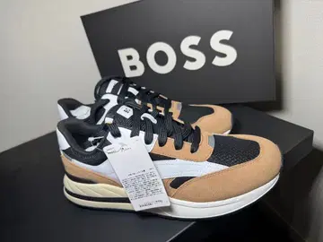 미사용 새상품 BOSS 남성용 스니커즈 베이지 블랙 화이트
