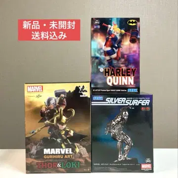 아메리칸 코믹스 피규어 3개 세트 실버 서퍼 토르&로키 할리 퀸