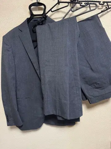 AOKI 남성용 수트 셋업 패턴 그레이 스트라이프 A6 사이즈