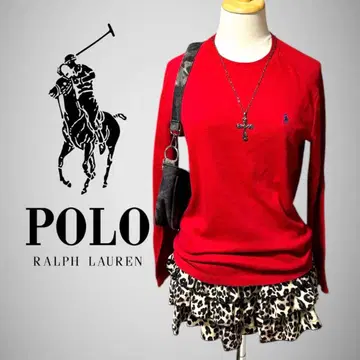 POLO 랄프 로렌 써멀 롱 T 긴팔 빨간색 자수 로고 L Y2K