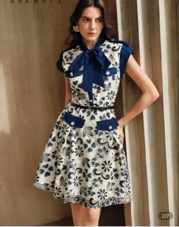 [ L ] shein 쉬인 레이스 미니 원피스 드레스 무릎 기장