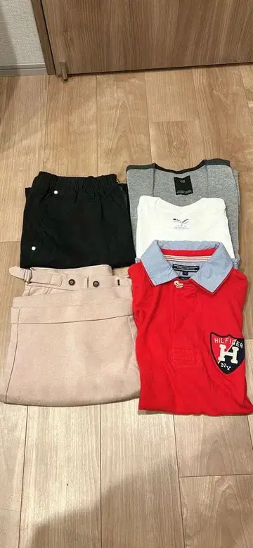 남성용 의류 묶음 판매 5점 타미힐피거 피케 셔츠, AZUL 베스트 등