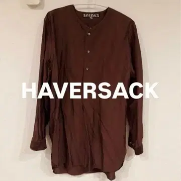 컨디션 최상 HAVERSACK 실크 100% 밴드 카라 셔츠 M 브라운