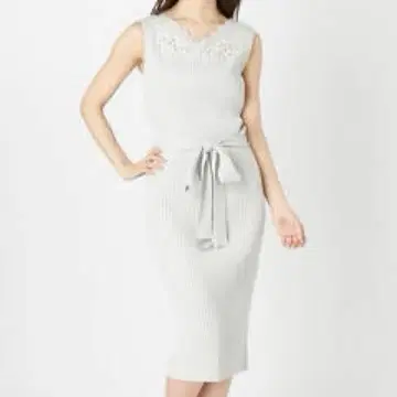 MERCURYDUO 머큐리 듀오 스칼라 레이스 자수 니트 원피스